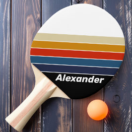 Pala De Ping Pong Deporte Retro Hielo Rayas Arcoíris con Nombre