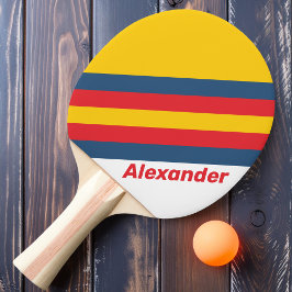 Pala De Ping Pong Deporte Retro Montaña Rayas con Nombre