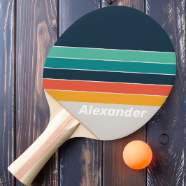 Pala De Ping Pong Deporte retro Océano Arcoiris con nombre