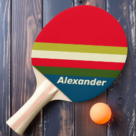 Pala De Ping Pong Deporte Retro Rugby a Rayas con Nombre