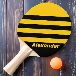 Pala De Ping Pong Deporte Seguridad Abeja Rayas Nostálgicas con Nomb