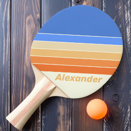 Pala De Ping Pong Deporte Vintage Océano Rayado con Nombre