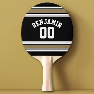 Pala De Ping Pong Deportes Jersey Black and Gold Stristris Name Numb