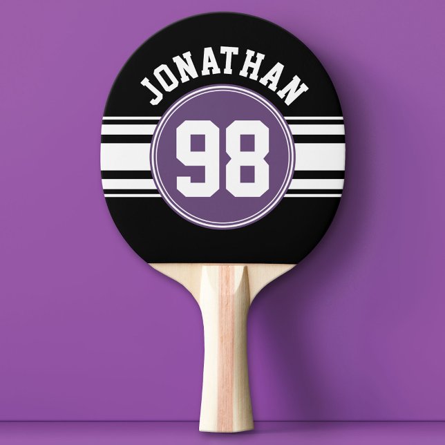 Pala De Ping Pong Deportes Jersey Black and Purple Strikes Name Numb (Custom Ping Pong Paddle - Team or College colors Sports Jersey)