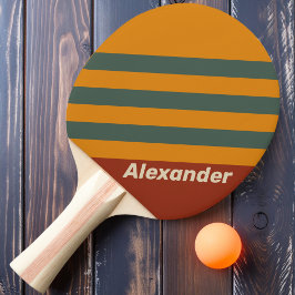 Pala De Ping Pong Deportivo Vintage Naranja Franjas Oxidadas con Nom