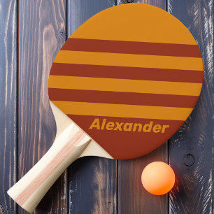 Pala De Ping Pong Deportivo Vintage Naranja Óxido Doble Franja con N