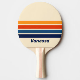 Pala De Ping Pong Desert Retro Rainbow Across Striping with Name