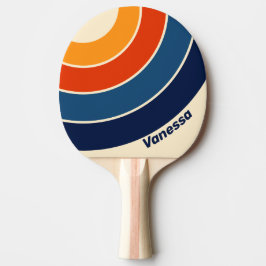 Pala De Ping Pong Desert Retro Rainbow Circle Stripe with Name