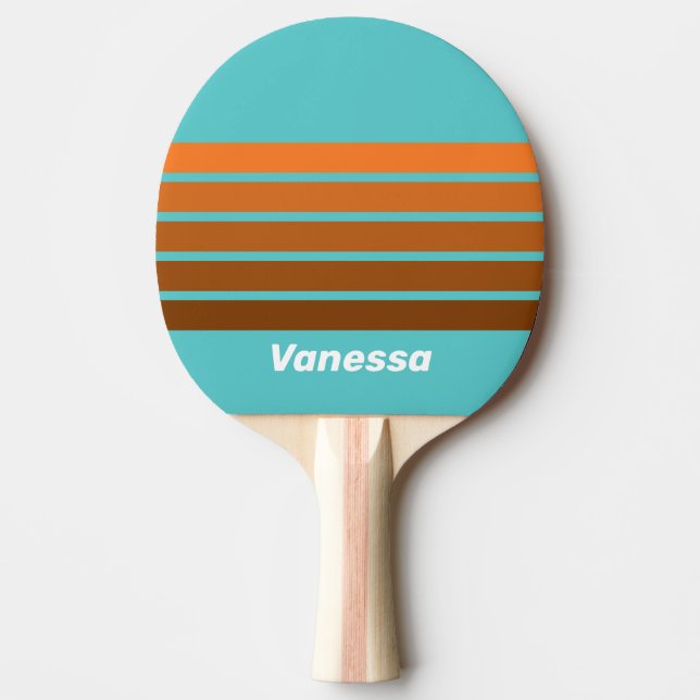 Pala De Ping Pong Desert Teal Across Striping with Name (Anverso)