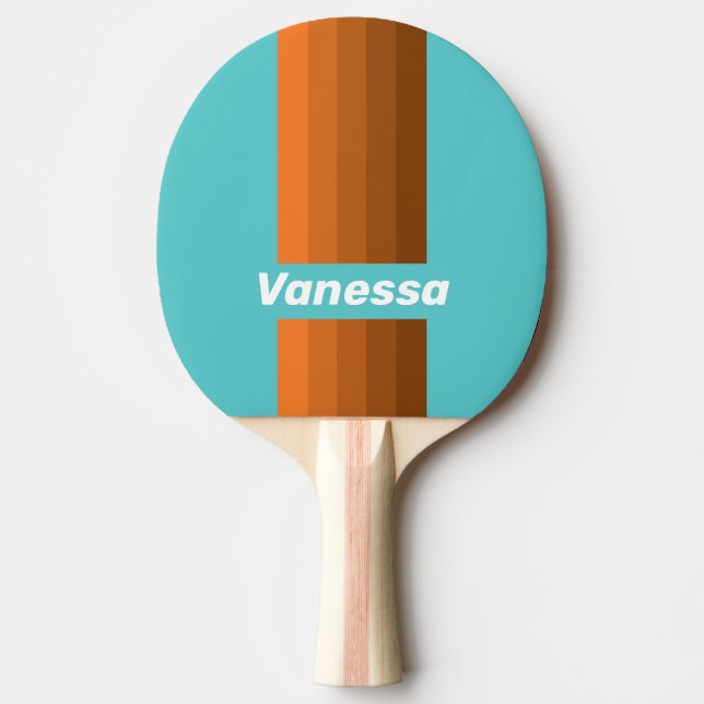 Pala De Ping Pong Desert Teal Pin Stripes with Name (Anverso)