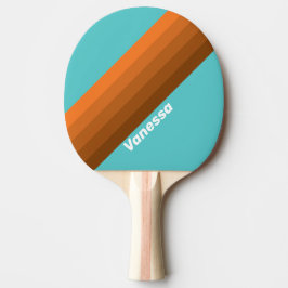 Pala De Ping Pong Desert Teal Stripes with Name