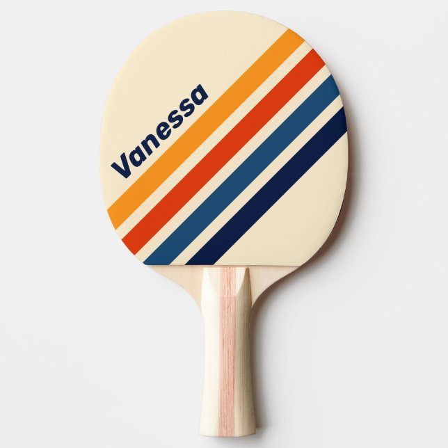 Pala De Ping Pong Desierto Retro Arcoíris Franjas en Ángulo con Nomb (Anverso)