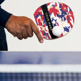 Pala De Ping Pong Día de la Independencia Camuflaje Su nombre Person