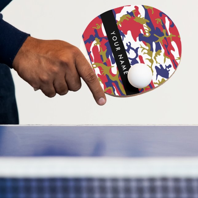 Pala De Ping Pong Día de la Independencia Camuflaje Su nombre Person (in situ)