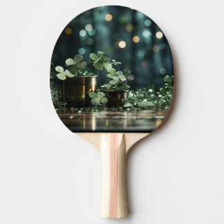 Pala De Ping Pong ☘️ Día de San Patricio Luces de Bokeh y Clovers