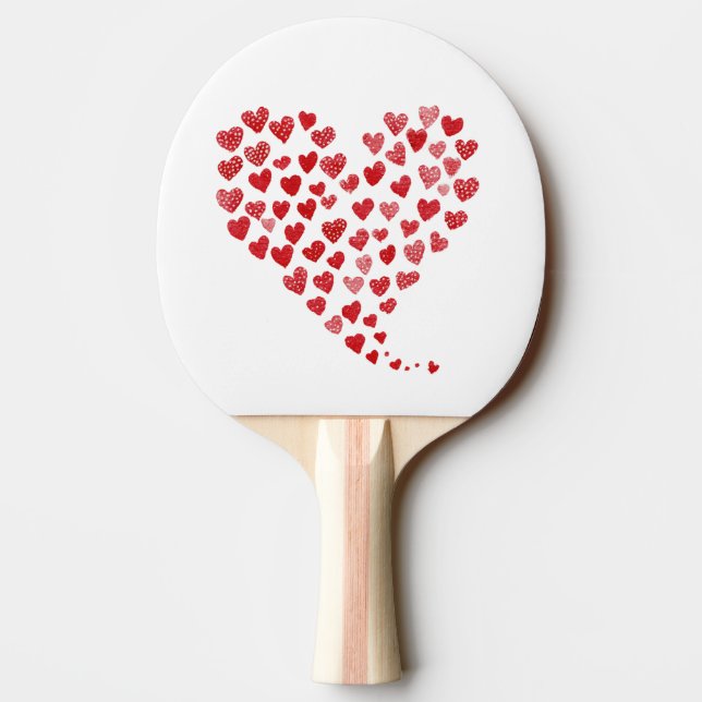 Pala De Ping Pong Día de San Valentín de Corazones Rojos (Reverso)