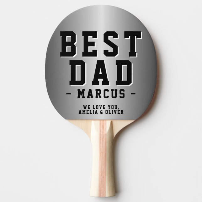 Pala De Ping Pong Día del mejor padre metálico plateado (Anverso)