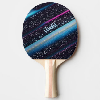 Pala De Ping Pong Diagonale Streifen und Punkte Muster schwarz, blau