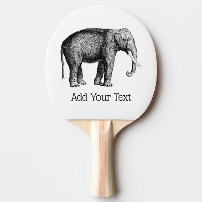 Pala De Ping Pong Dibujo Antiguo de Elefante (Anverso)