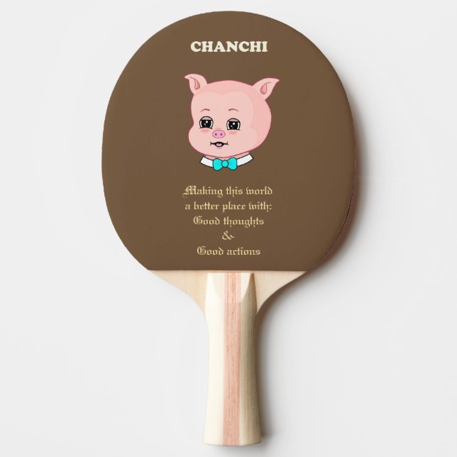 Pala De Ping Pong Dibujo de cerdo lindo (Anverso)