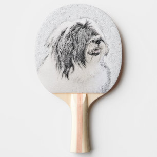 Pala De Ping Pong Dibujo de color con barba - Arte de perro original