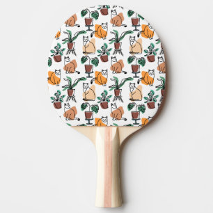 Pala De Ping Pong Dibujo en línea de gatos y flores