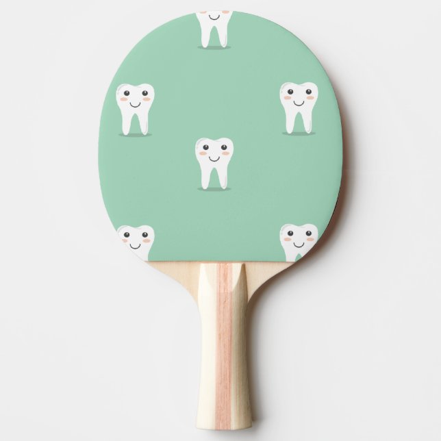 Pala De Ping Pong Diente feliz de Kawaii (Anverso)