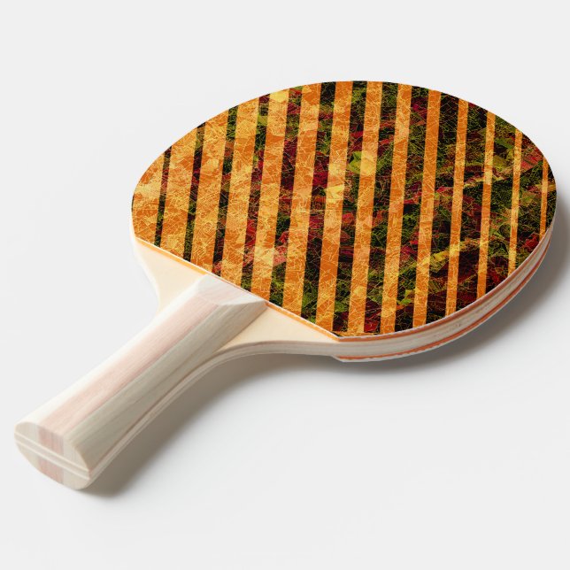 Pala De Ping Pong Diferentes rayas naranjas, cuadrados pequeños rasp (Ángulo frontal)