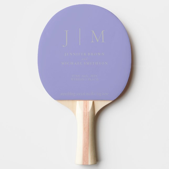 Pala De Ping Pong Digital Lavender Silver Formal Simple Fun Wedding (Anverso)