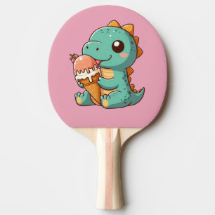 Pala De Ping Pong Dino de comer helado lindo