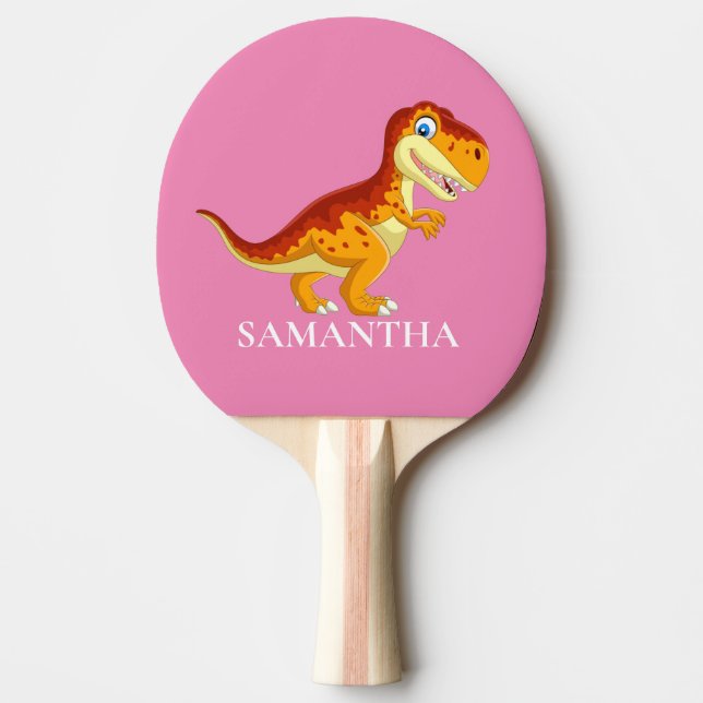 Pala De Ping Pong Dinosaur T Rex Chica Rosa (Anverso)