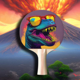 Pala De Ping Pong Dinosaur T Rex Guay Naranja Azul