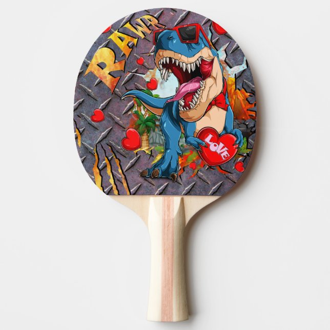 Pala De Ping Pong Dinosaur T Rex Love (Anverso)