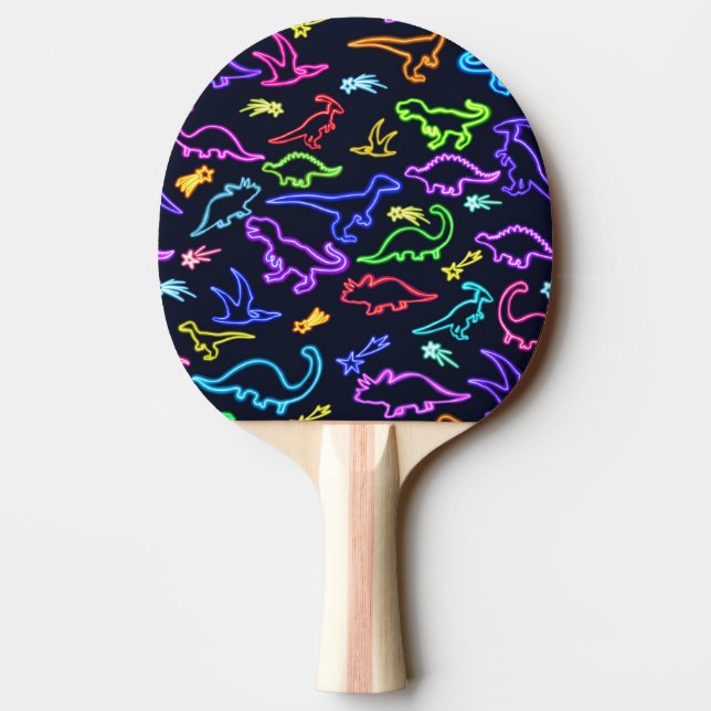 Pala De Ping Pong Dinosaurios neones  (Reverso)