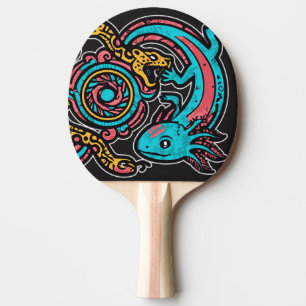 Pala De Ping Pong Dios Azteca Xolotl Luchando Arte Tribal de Batalla
