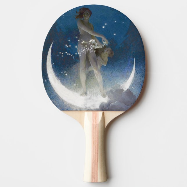 Pala De Ping Pong Diosa Luna en la Noche Espolvoreando Estrellas (Anverso)