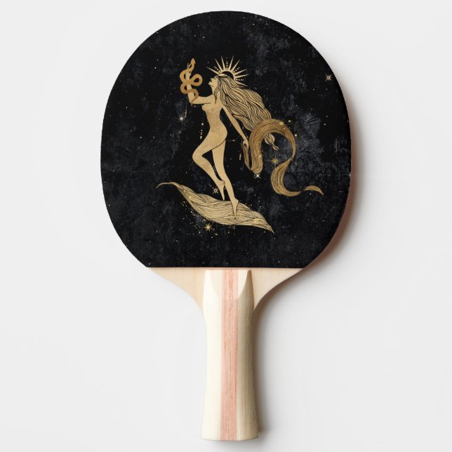 Pala De Ping Pong Diosa zodiaca | Astrología de la Virgo del Oro Cós (Anverso)