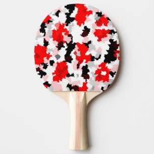 Pala De Ping Pong Diseño abstracto de camo blanco rojo