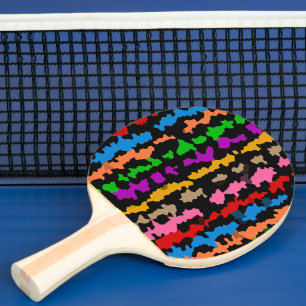 Pala De Ping Pong Diseño abstracto irregular colorido negro