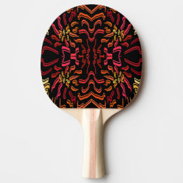 Pala De Ping Pong Diseño Artístico de Cinta con Tonos de Naranja Roj