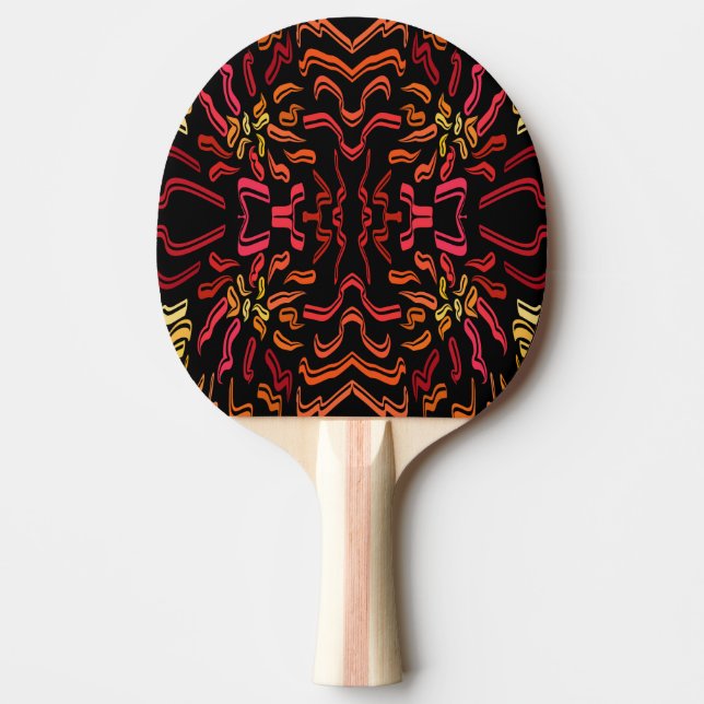 Pala De Ping Pong Diseño Artístico de Cinta con Tonos de Naranja Roj (Anverso)