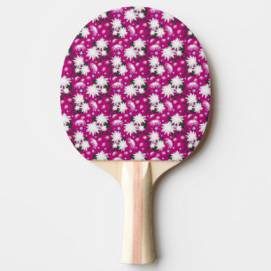 Pala De Ping Pong Diseño botánico de patrón floral blanco elegante