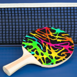 Pala De Ping Pong Diseño colorido de pintura de manto de neón