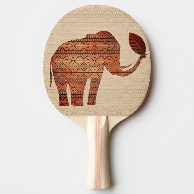 Pala De Ping Pong Diseño de arte tribal para elefantes (Anverso)