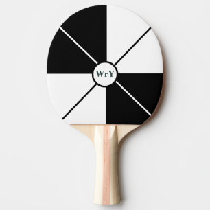 Pala De Ping Pong Diseño de B&W de Iniciales Personalizadas