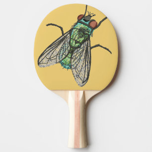 Pala De Ping Pong Diseño de Bordado a Máquina de Mosca Verde Realist