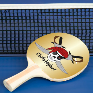 Pala De Ping Pong Diseño de calaveras y espadas