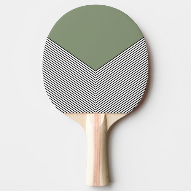 Pala De Ping Pong Diseño de chevron negro y blanco y triángulo verde (Anverso)