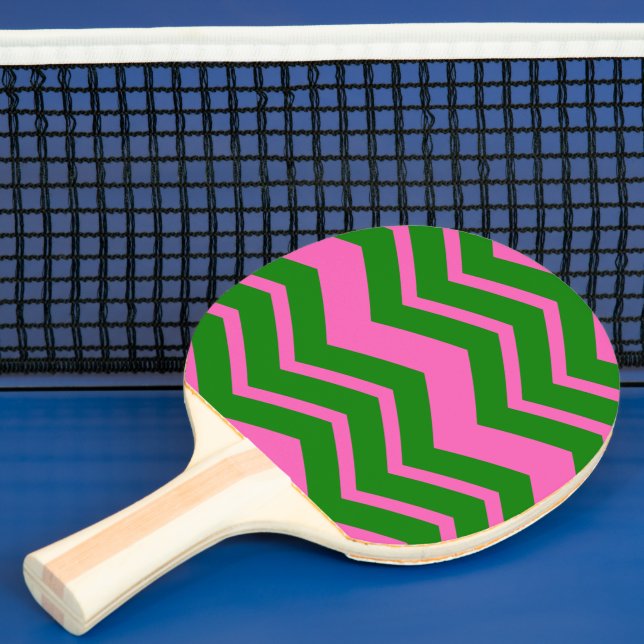 Pala De Ping Pong Diseño de Chevron Zigzag Verde Rosa (in situ)