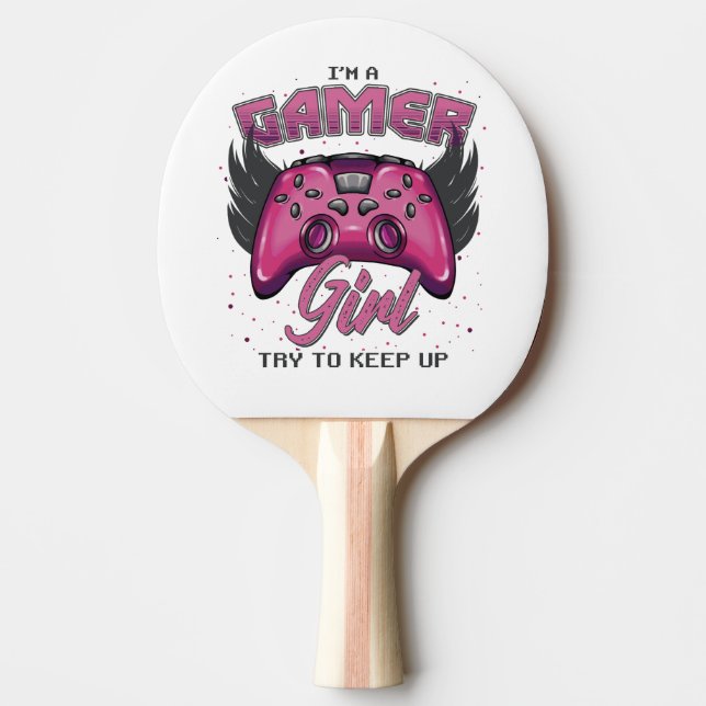 Pala De Ping Pong Diseño de Chica Gamer (Anverso)